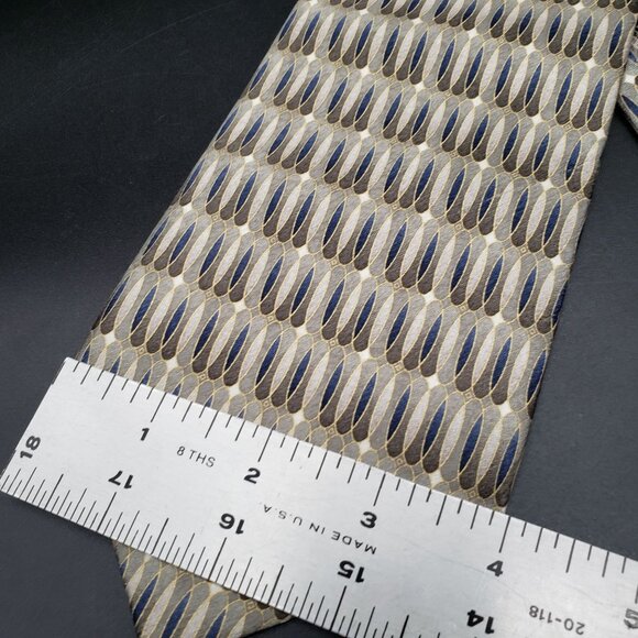 Stafford Executive Silk Tie Gray Blue Geometric USA Made 60" x 4" Mens Necktie - Picture 3 of 7